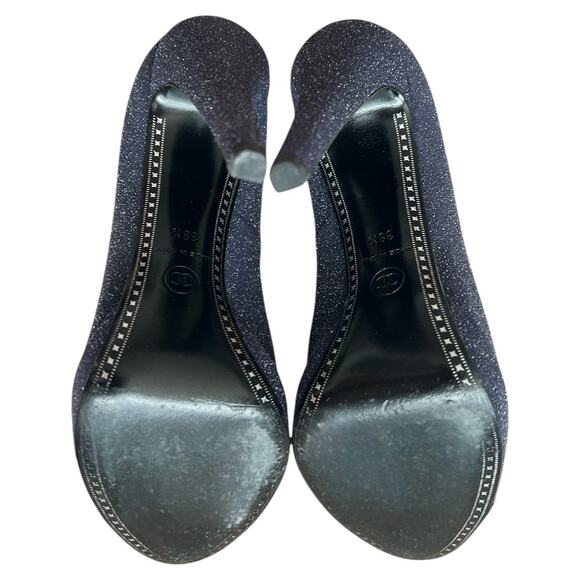 CHANEL Purple/Green Interlocking CC Logo Pumps, US8.5/IT38.5 SRP: $1495 - Picture 8 of 16